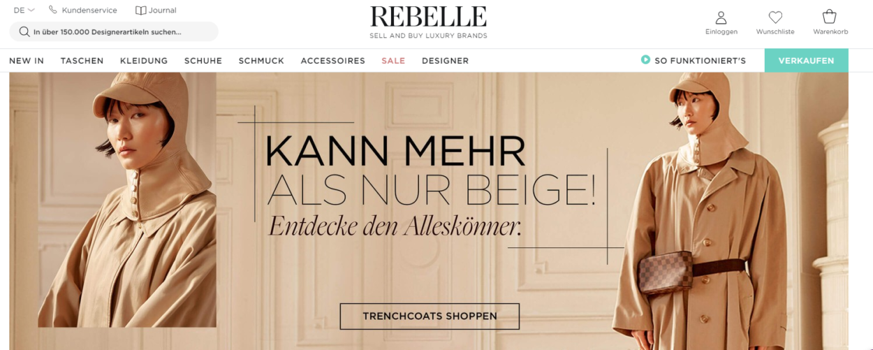 Screenshot Rebelle Startseite März 2019