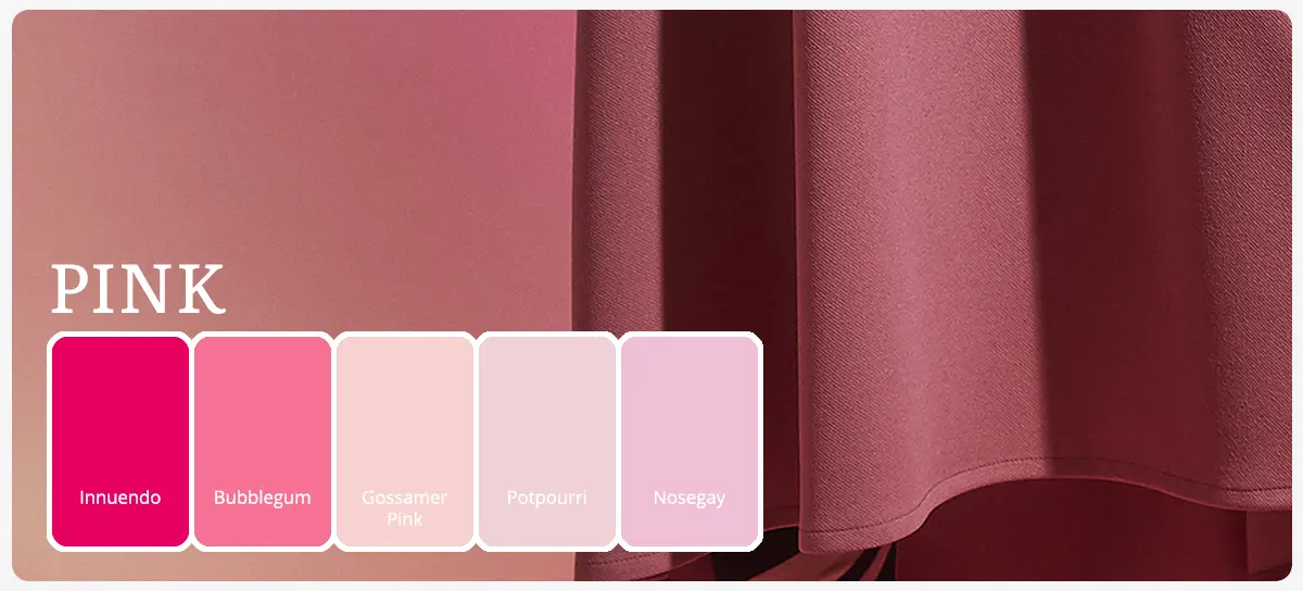 Pantone Farbtrends 2022 in Pink & Rosa, Innuenda, Bubblegum, Gossamer Pink, Potpurri