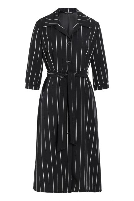 Midi dress Vabeline in black-white with stripes | Ana Alcazar