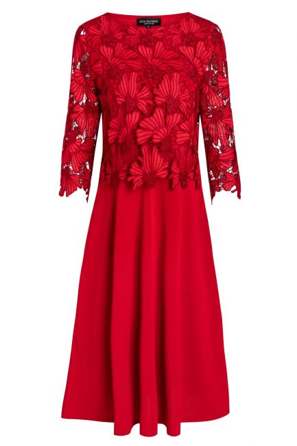 Red empire dress Wapura with a lace-top | Ana Alcazar