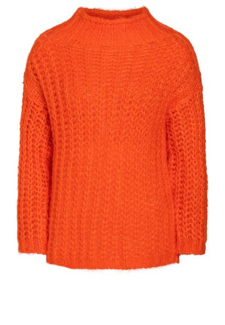 Orange mohair sweater Bilmi with stand up collar | Ana Alcazar