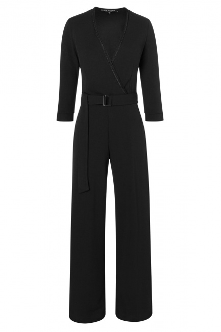 Wrap jumpsuit Vafena in black from jersey | Ana Alcazar