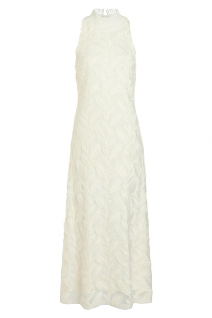White sleeveless lace dress Zawor in midi-lenght | Ana Alcazar