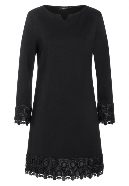 Black a-shaped dress Ekanso with lace border | Ana Alcazar