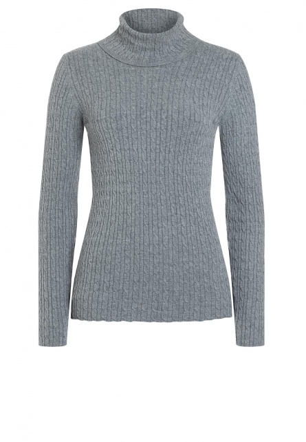 Turtleneck sweater Evanea from grey cable knit | Ana Alcazar