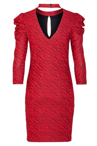 Ana Alcazar Puff Sleeves Dress Kimy Red 