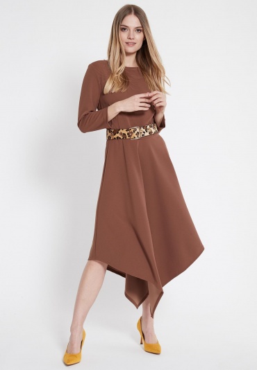 Ana Alcazar Midi Dress Walore Brown 