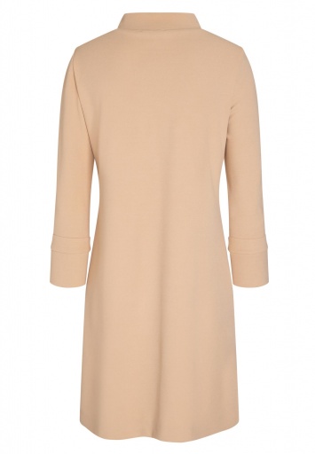 Beige sixties dress Basra with stand up collar and buckle | Ana Alcazar