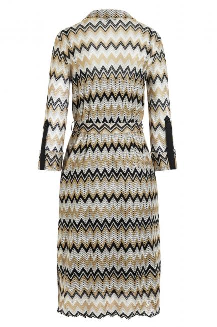 Blouse dress Zises from knit in beige-black with zig-zag-pattern | Ana ...