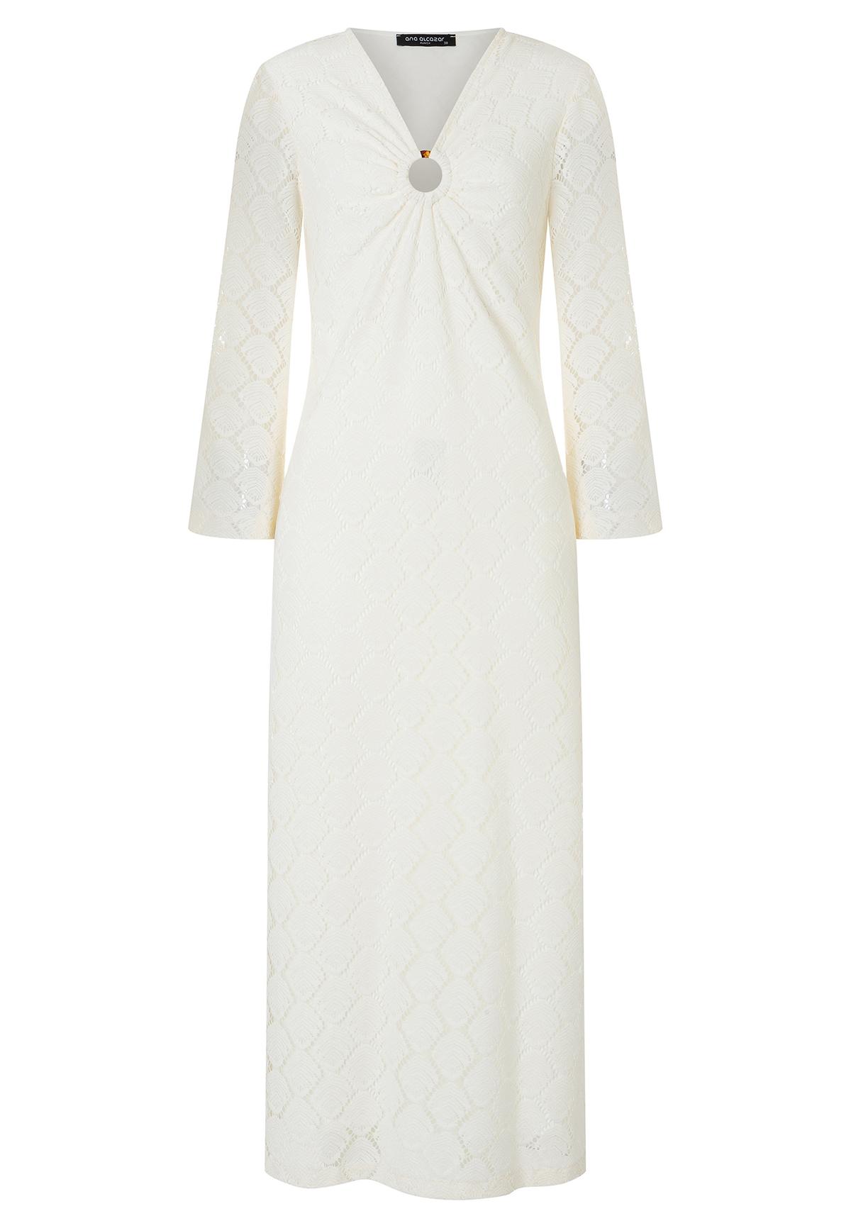 Maxi Dress Pagyla with Long Sleeves from Lace in Offwhite | Ana Alcazar
