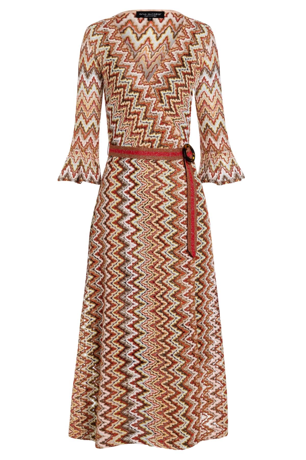 Nice wrapdress Zalo in midi-length from zig-zag-knit in red-beige | Ana ...