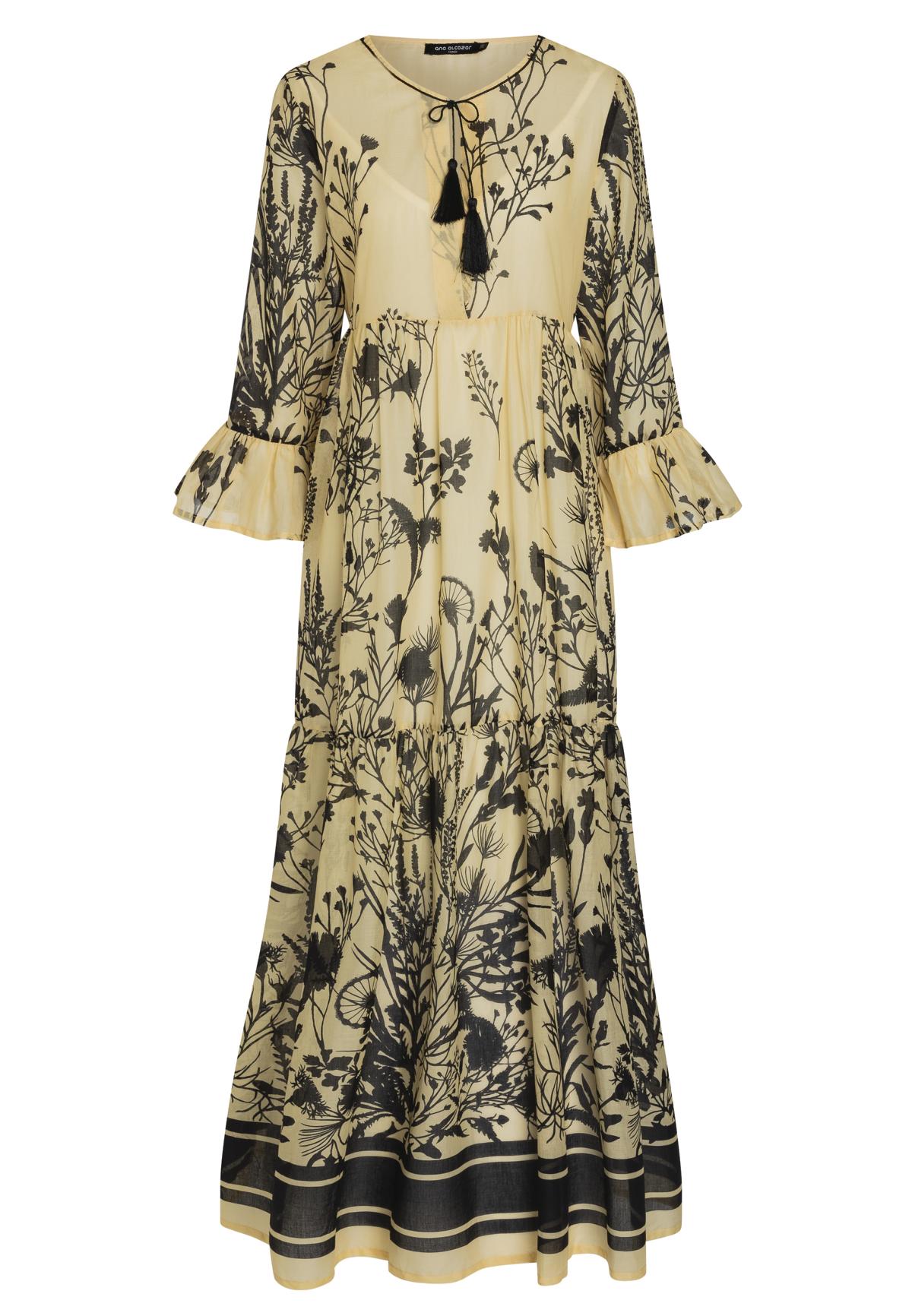 Boho-style dress in maxi-length with flower print in beige and ...