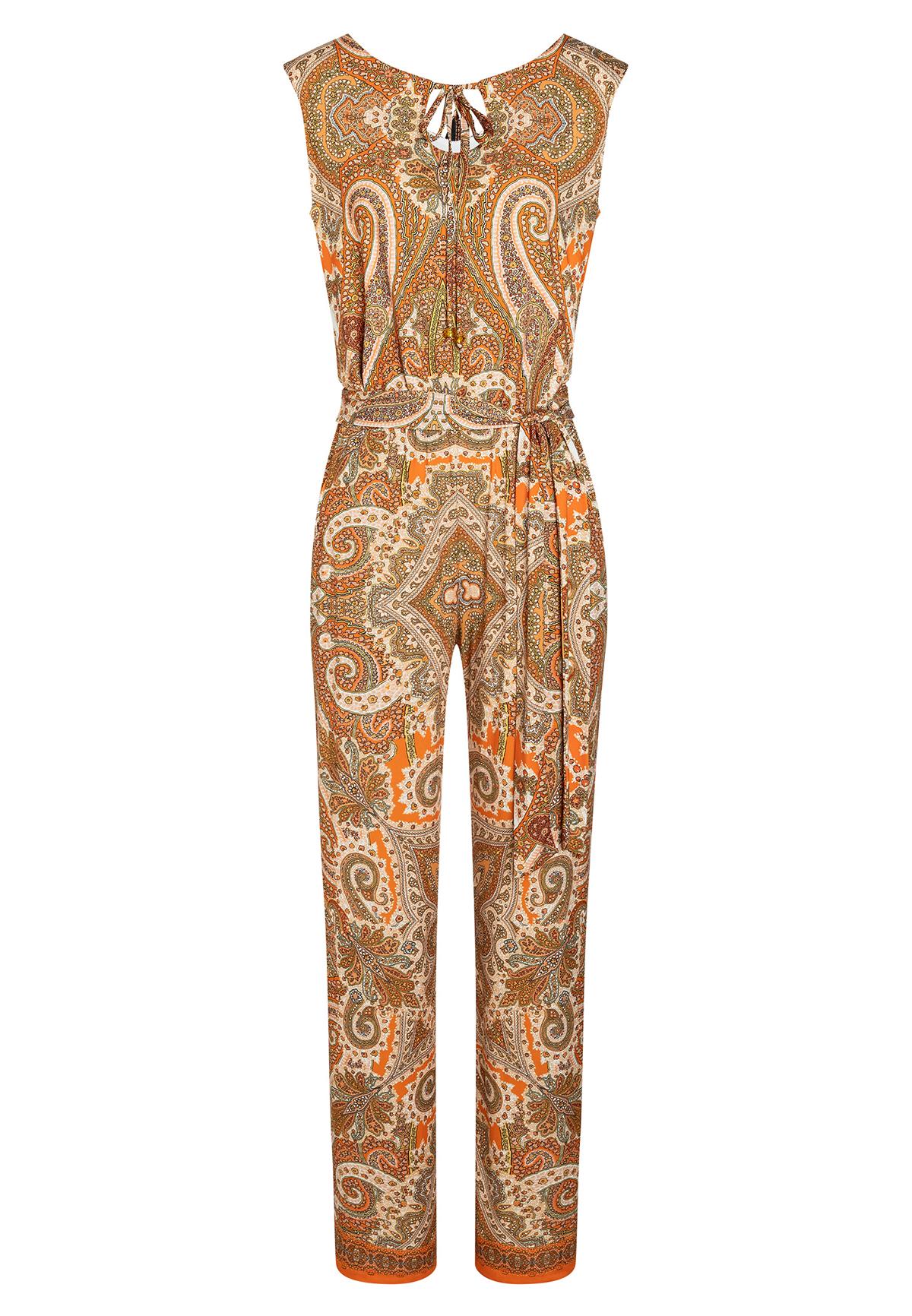 Noord Kleren Naschrift Mouwloos Jumpsuit Fidlea in Oranje met Paisley Print | Ana Alcazar