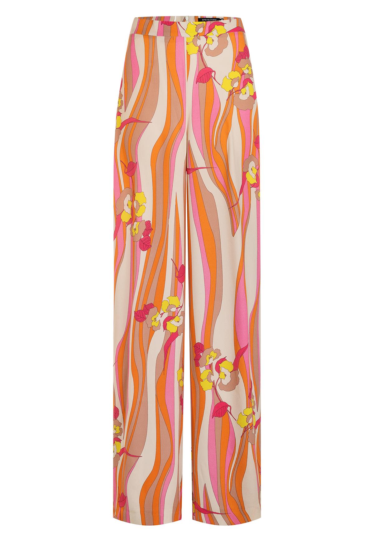 Wide Palazzo Pants Fawea with Pucci Print in Rose & Orange | Ana Alcazar