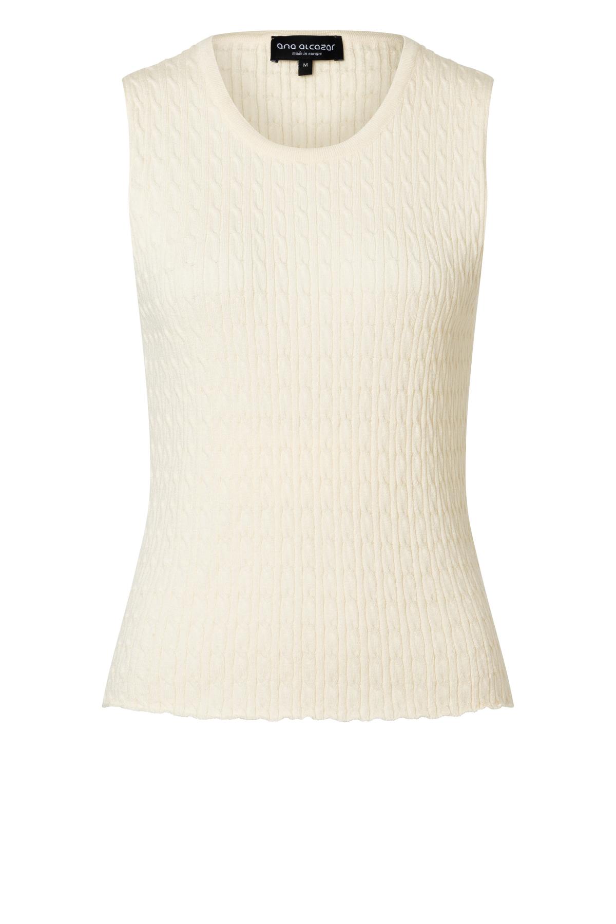 Sleeveless knit-top Zyllo in white | Ana Alcazar