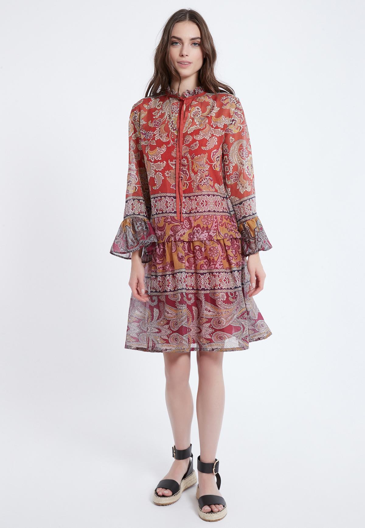 Romantic volant dress Apyle from multi-colored cotton | Ana Alcazar