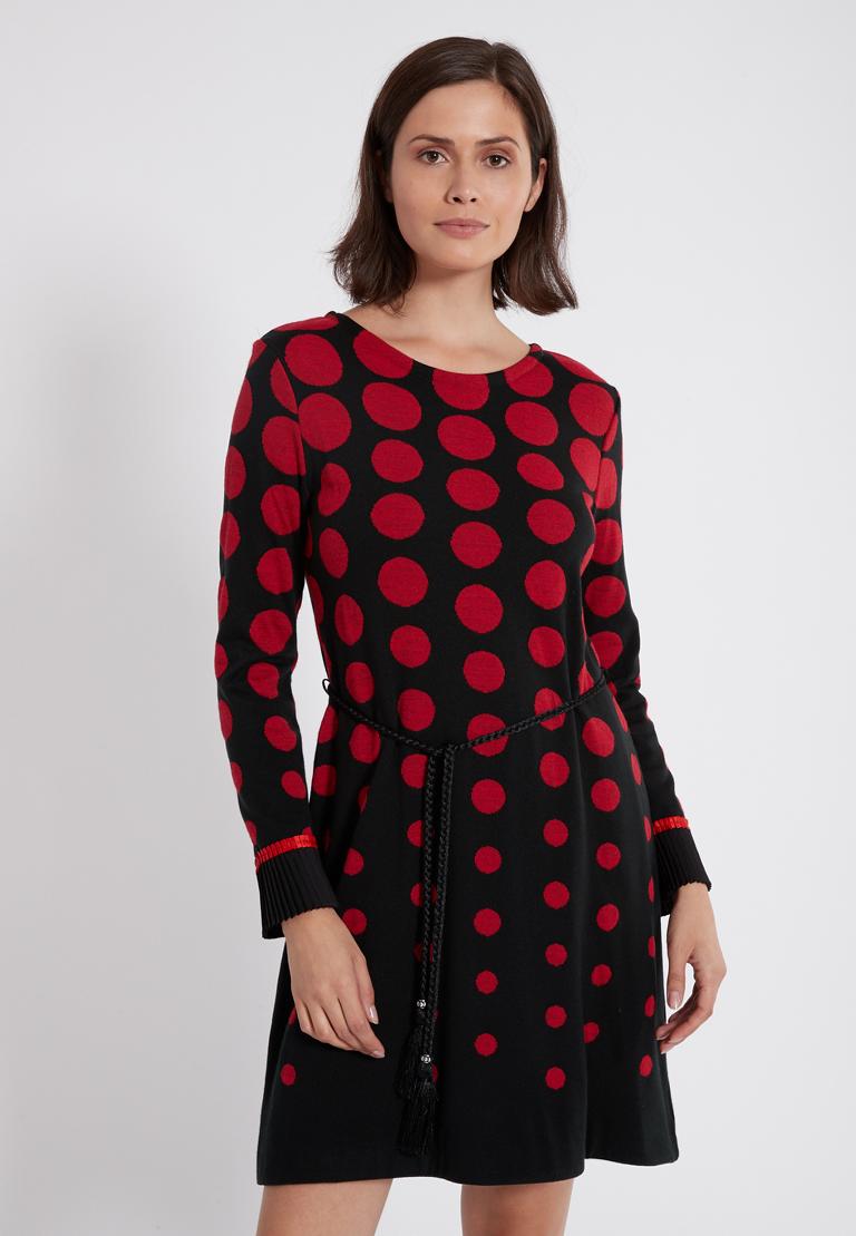 Langarm Kleid Preya mit Polka-Dots | Ana Alcazar