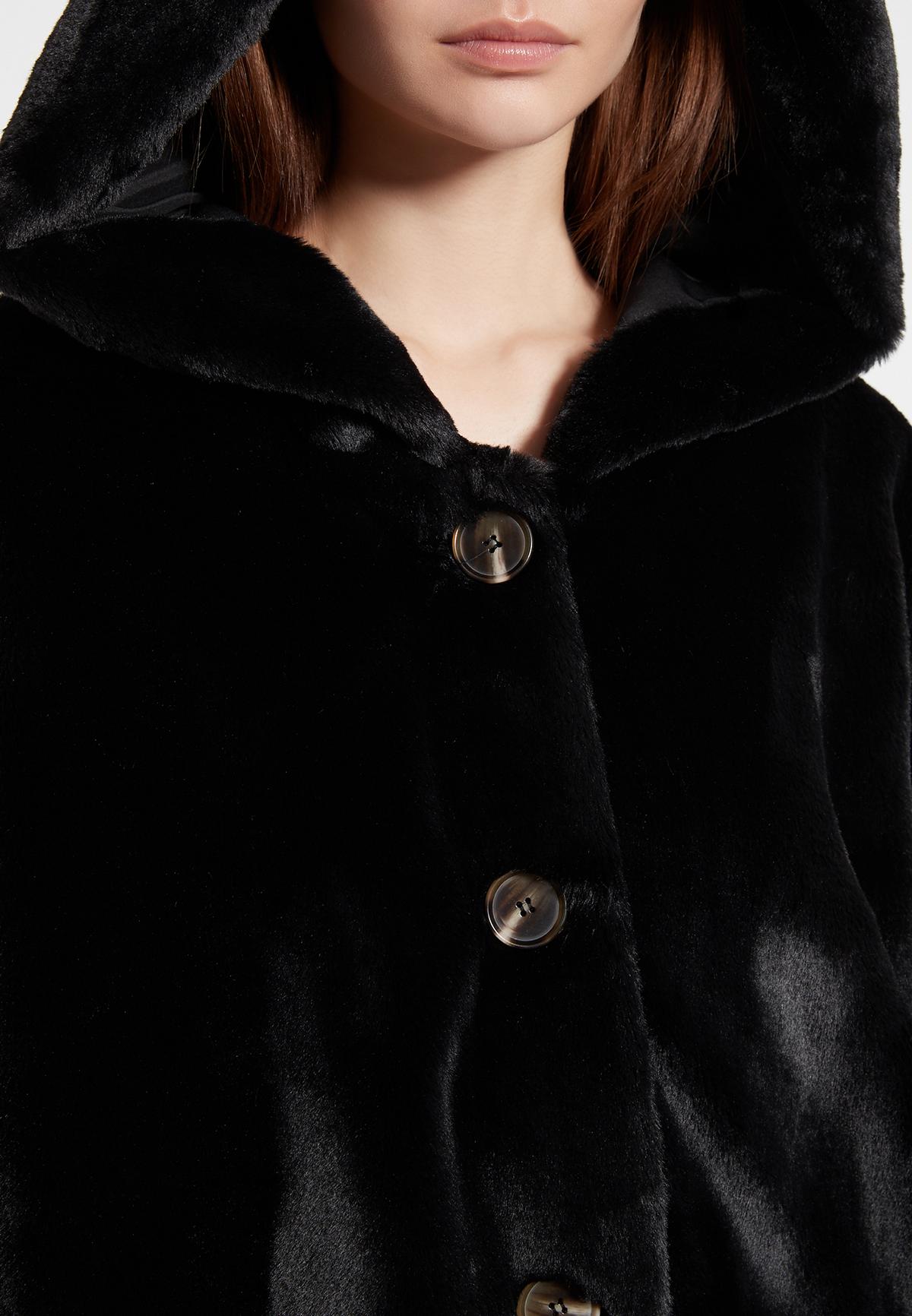 Black hoody jacket Backa from fake fur | Ana Alcazar