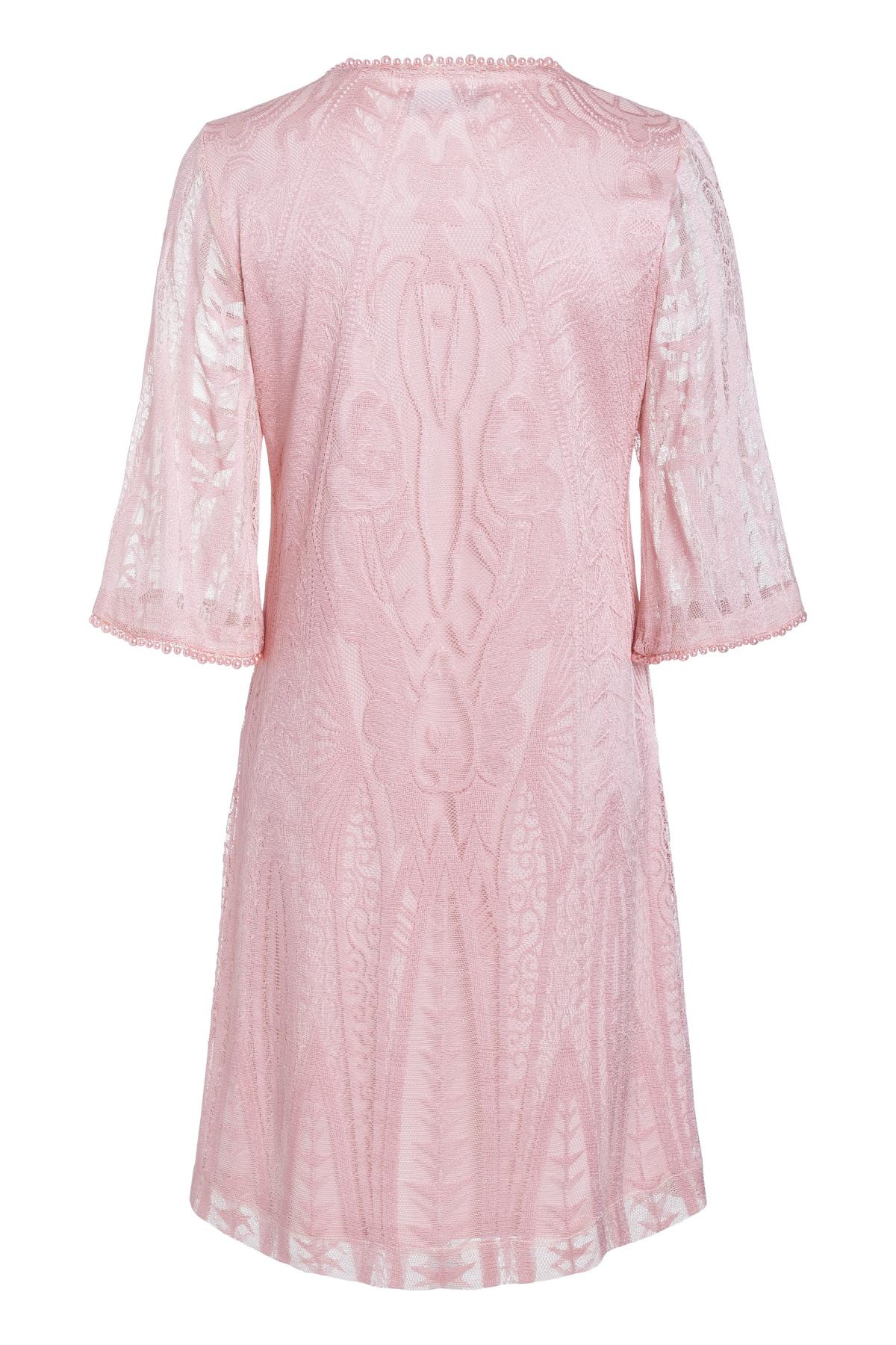 3/4 sleeve mini dress Sarivei in rose from ornament-lace | Ana Alcazar