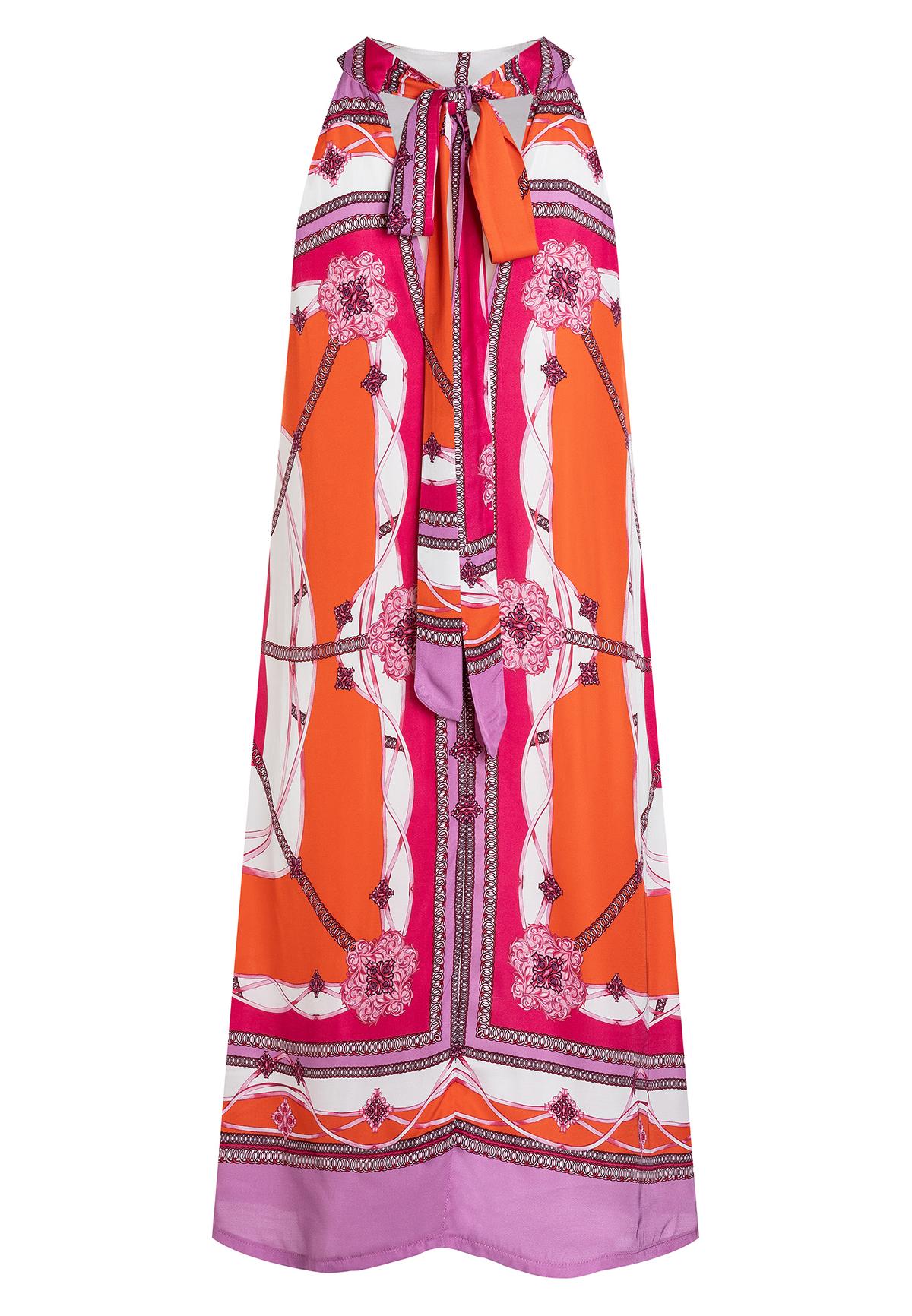Loose-fit dress Anasai with neckholder in orange-pink | Ana Alcazar