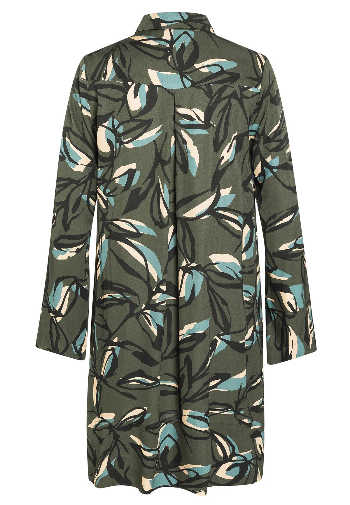 Shirt dress Efinia in khaki with leaves pattern | Ana Alcazar