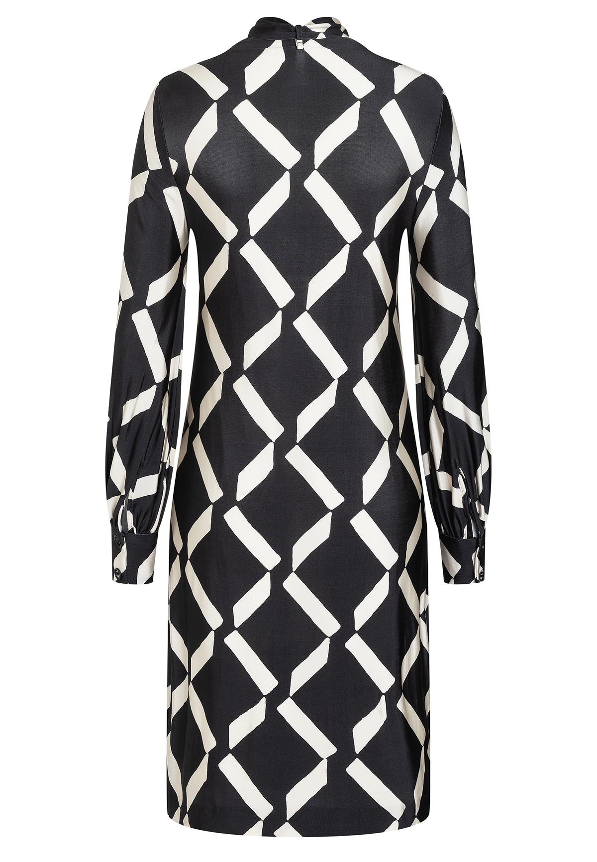 Longsleeve dress Etawa in black&white with necktie and graphic | Ana ...