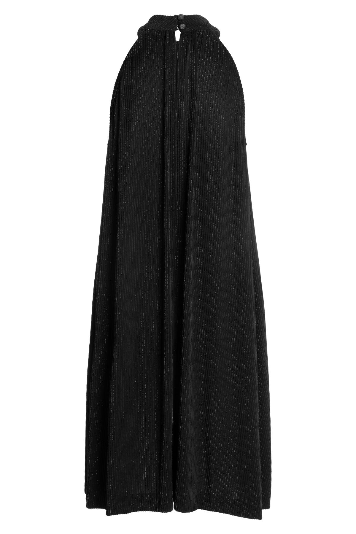Shoulder-free dress Watryn from black lurex-plissee | Ana Alcazar