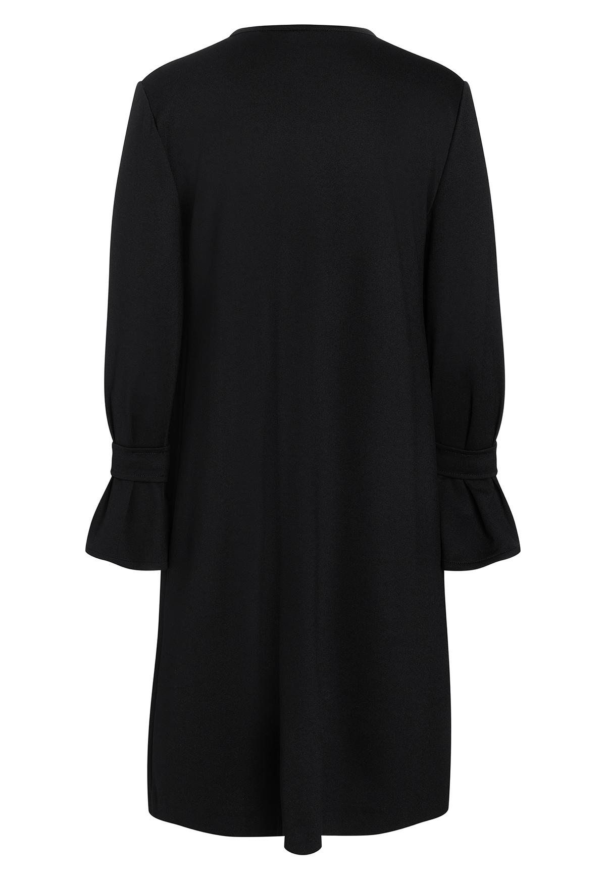 Wide dress Ekala in black with sleeve buckles | Ana Alcazar